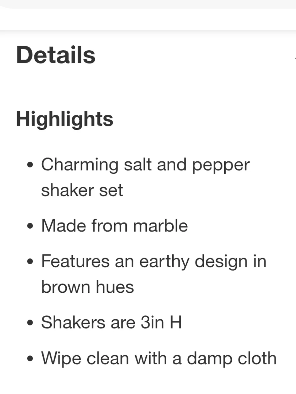Marble Salt & Pepper Shaker Set (2 Piece)